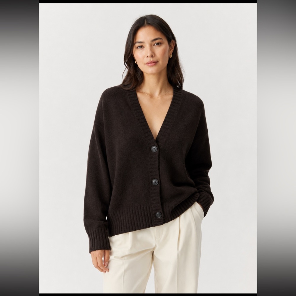 NAADAM 100% cashmere black oversized grandpacore cardigan cozy luxury large